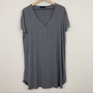 Hatch Henley Short Sleeve Gray Tee